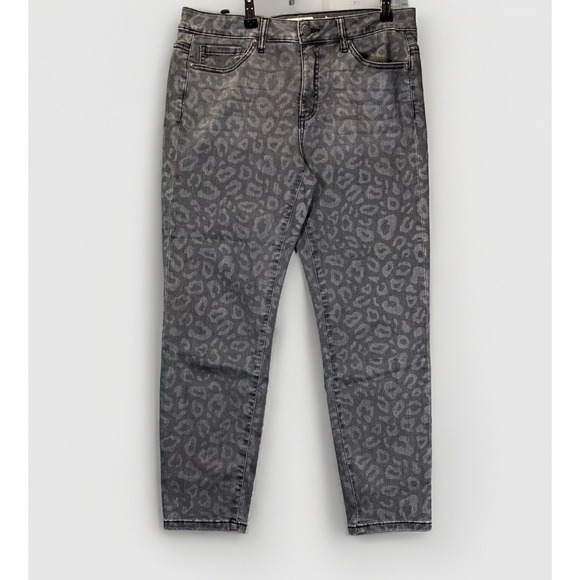 Miss Me Jeans Sz 30 Black Gray Leopard Slim Straight Skinny Mid Rise Stretch - Picture 1 of 12